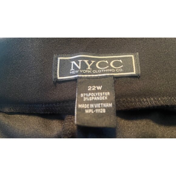 NYCC Womens Black Dress Pants Plus Sz 22W Pull On Elastic Waist Tie Belt Career - Picture 5 of 7